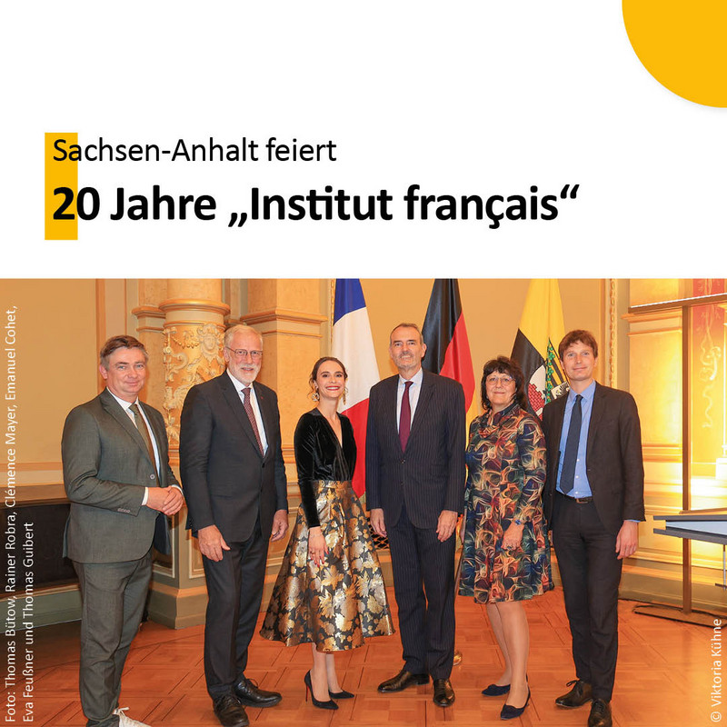 Das Bild zeigt Thomas Bütow, Rainer Robra, Clémence Mayer, Emanuel Cohet, Eva Feußner und Thomas Guibert.